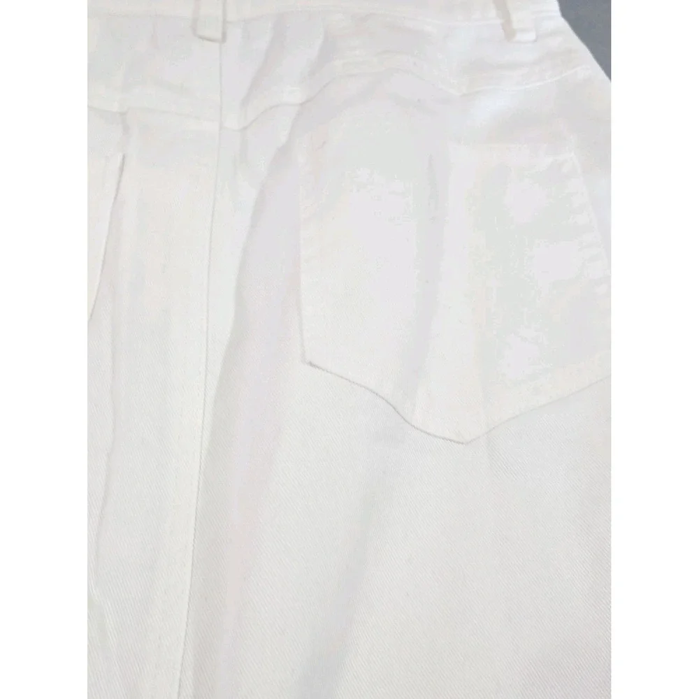 Chadwicks Maxi Skirt Womens 10T White Denim 100% Cotton Long Western Tall Vtg
